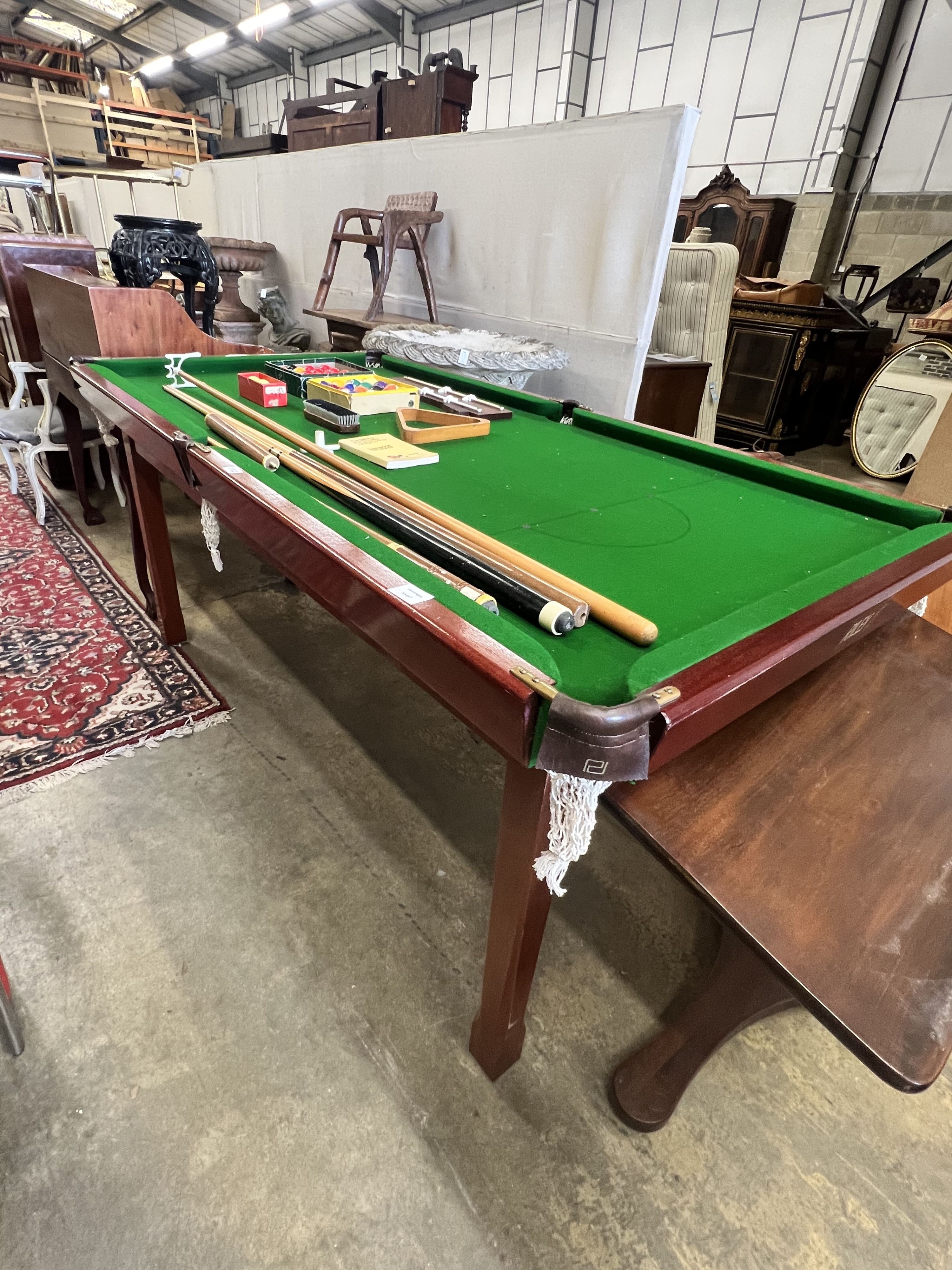 A quarter size Riley snooker table, with full accessories, 190 x 100cm x 87cm